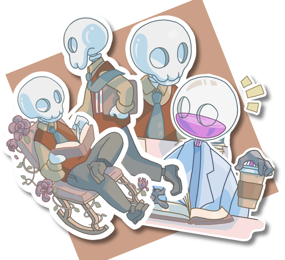 Sticker Pack (Dr. Glass & Grim Reader)